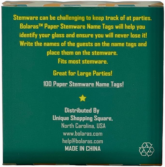 Bolaras Stemware Drink Name Tags for Wine Glasses - Toast to Good Times! - (100 Tags)