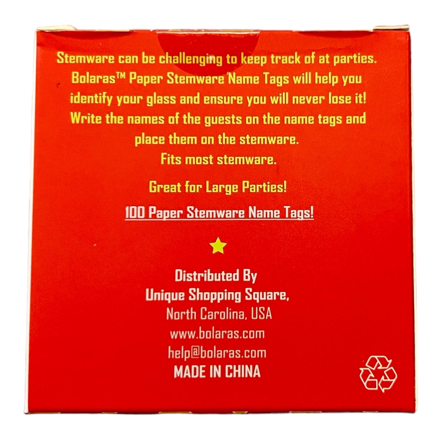 Bolaras Stemware Name Tags - Blank - (100 Tags)