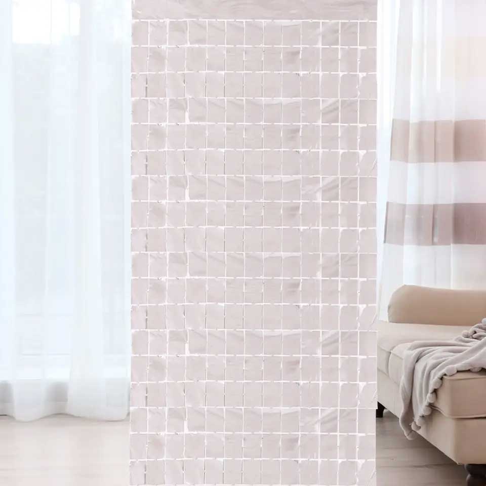 Sequin Glitter Silver Metallic Tinsel Square Foil Curtain: Add a Splash of Sparkle to Your Parties and Photoshoots!