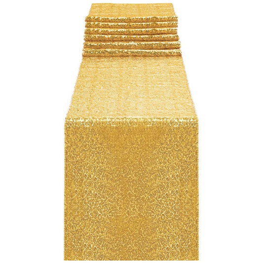 Sparkling Gold Sequin Table Runner for Party Decorations - 12 x 108 inch Glitter Runner for Rectangle Tables