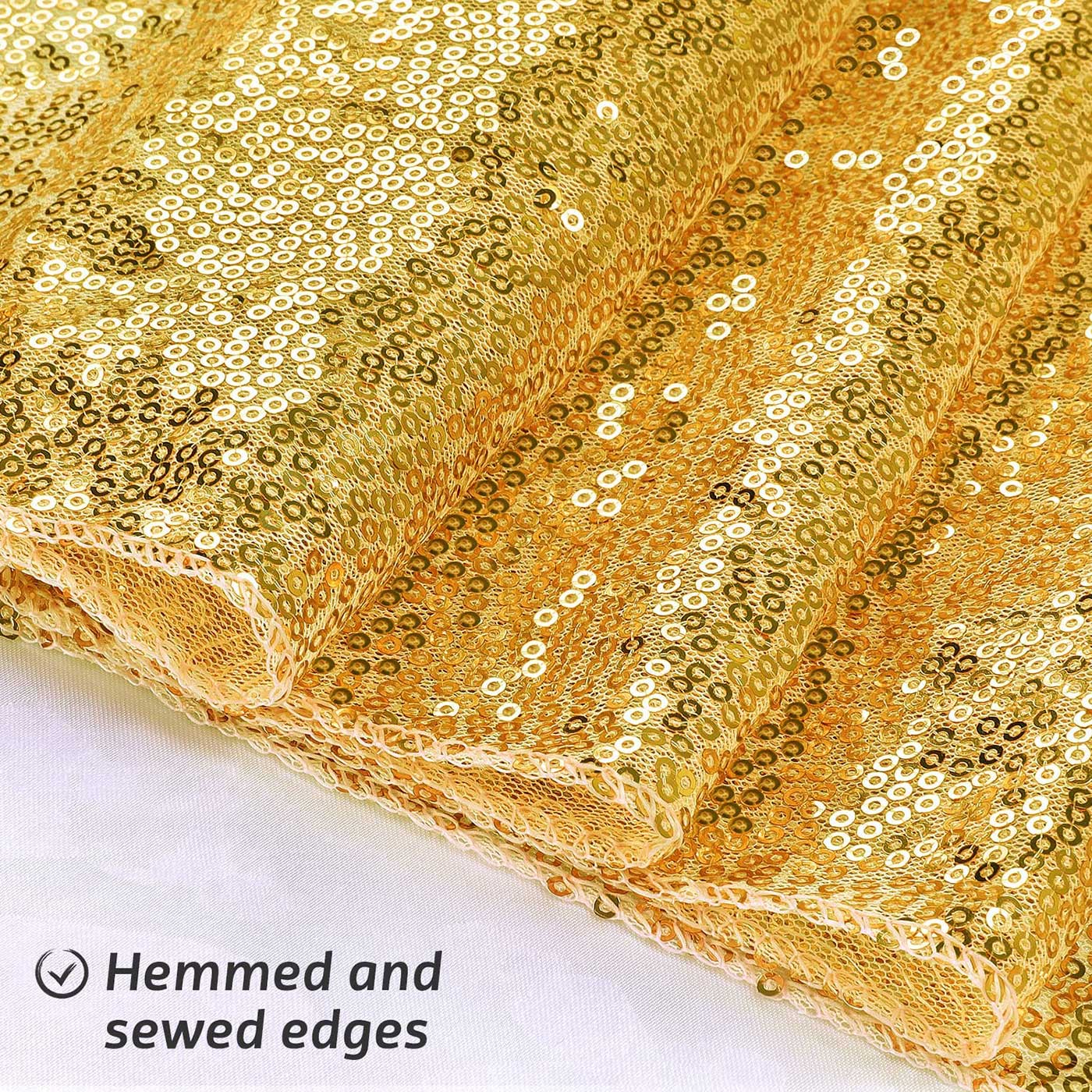 Sparkling Gold Sequin Table Runner for Party Decorations - 12 x 108 inch Glitter Runner for Rectangle Tables
