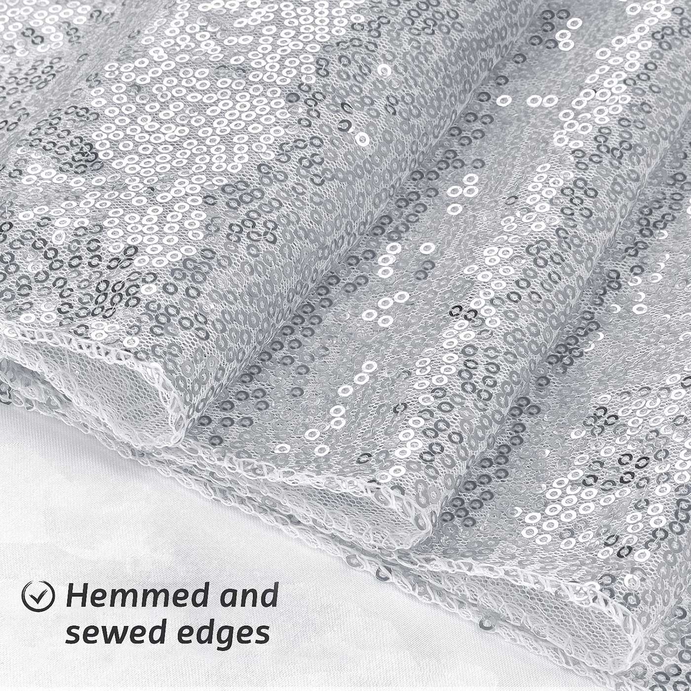 Sparkling Silver Sequin Table Runner for Party Decorations - 12 x 108 inch Glitter Runner for Rectangle Tables
