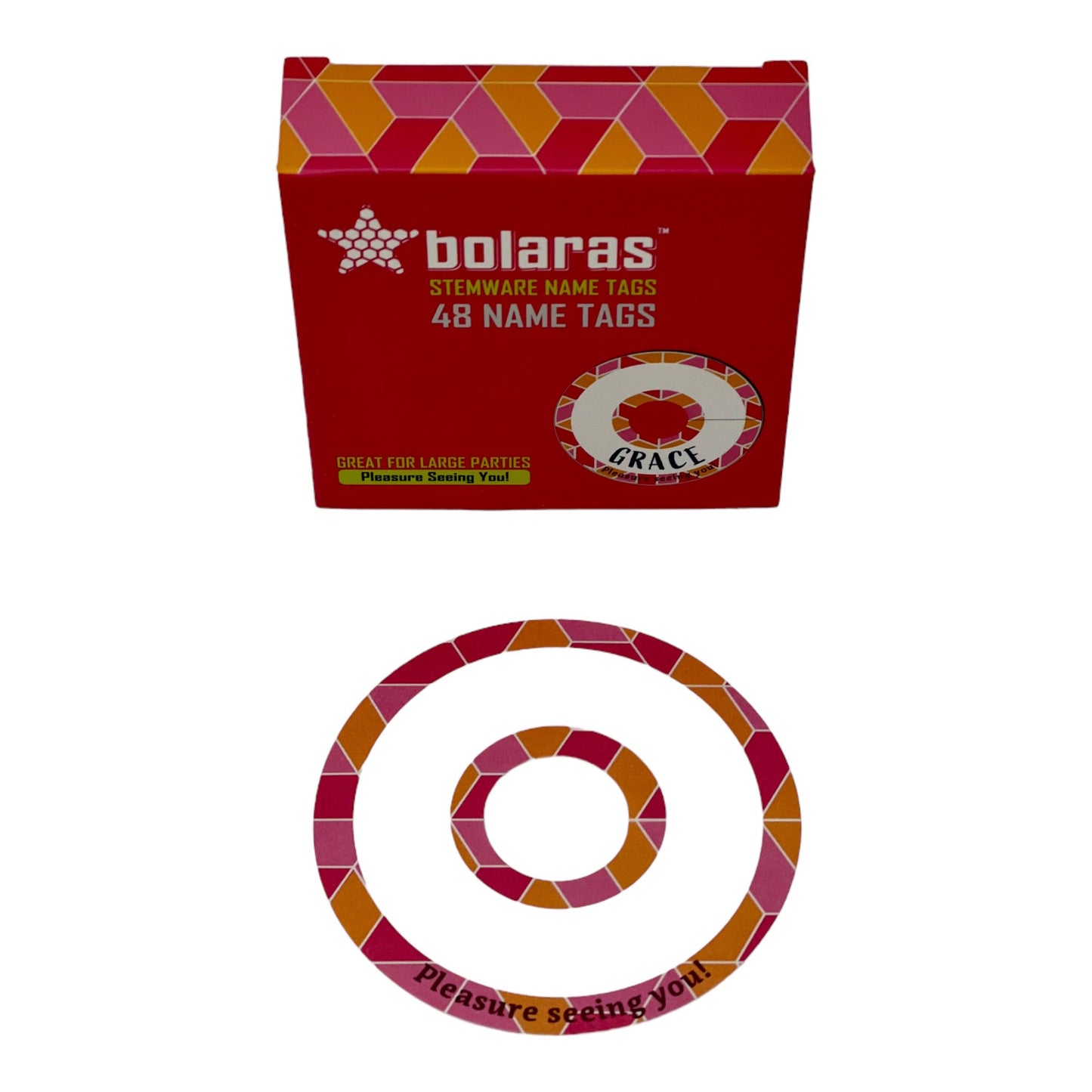 Bolaras Stemware Name Tags - Pleasure Seeing You! - (48 Tags)