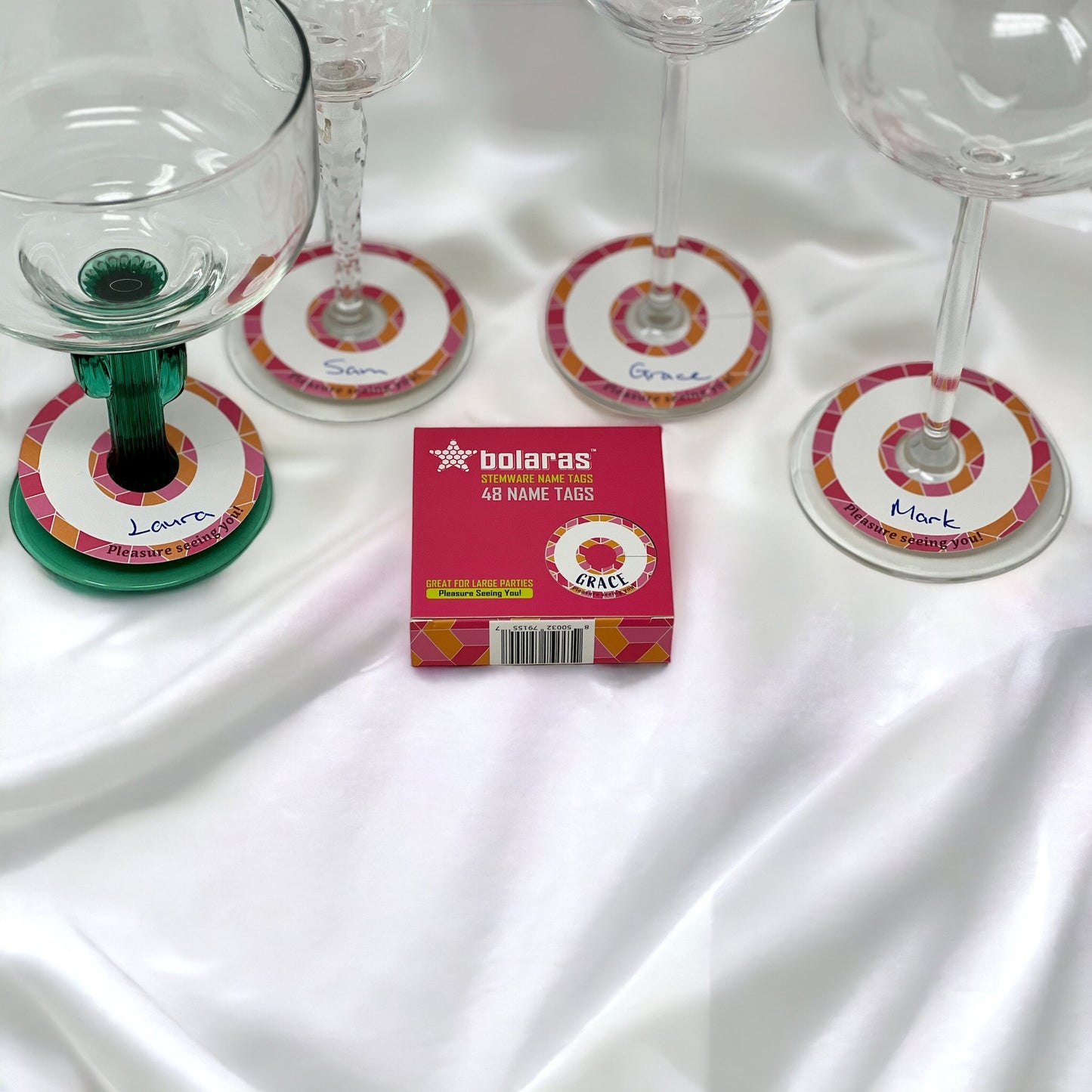 Bolaras Stemware Name Tags - Pleasure Seeing You! - (48 Tags)