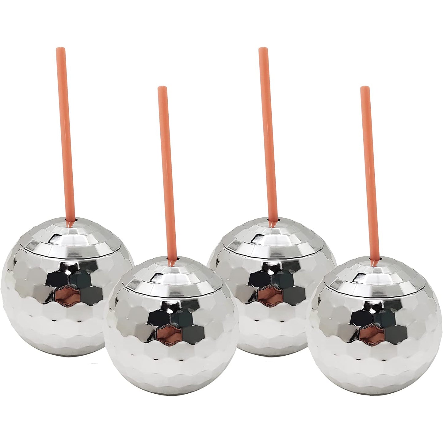 Bolaras Silver Disco Ball Cup with Name Tag (Set of 4)