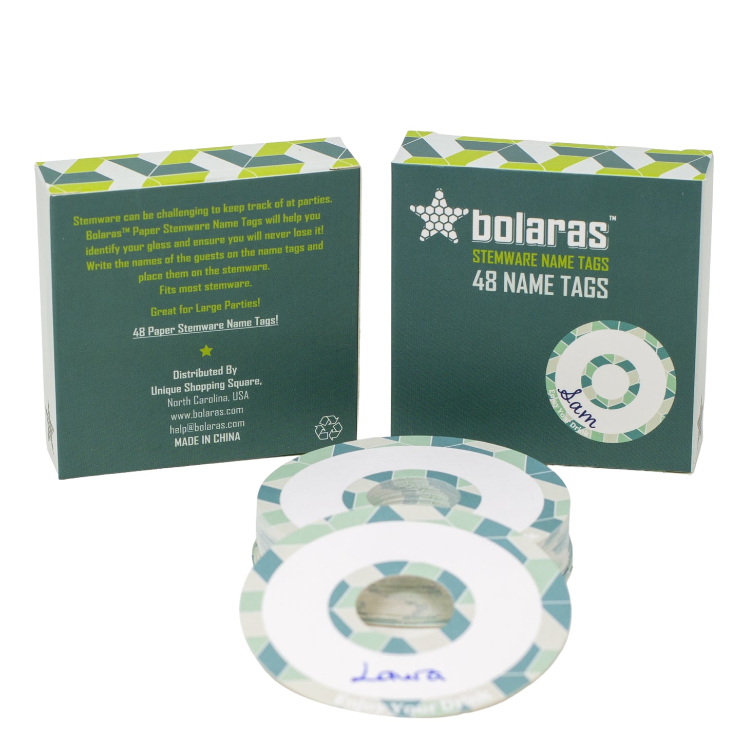 Bolaras Stemware Name Tags - Enjoy Your Drink - (48 Tags)