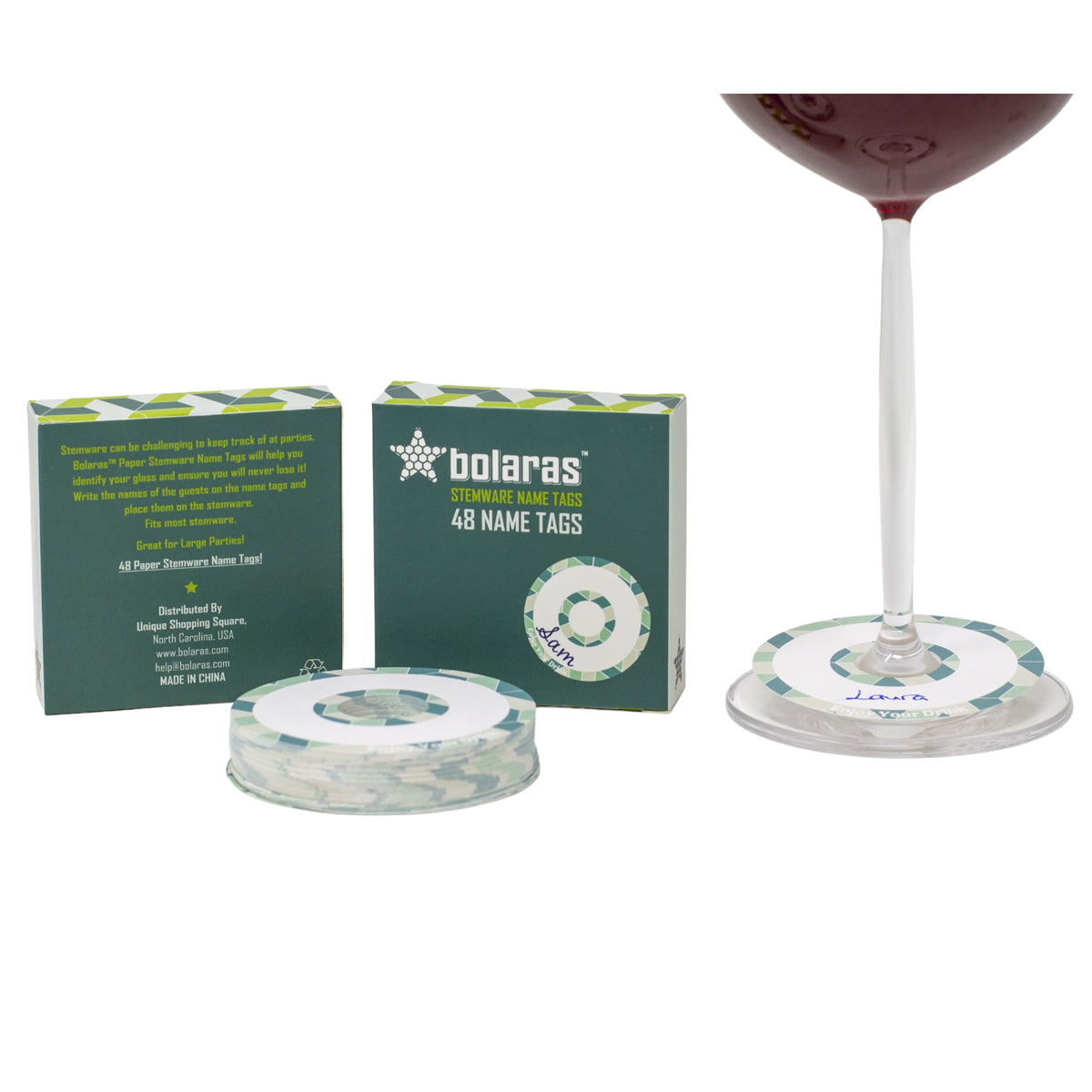 Bolaras Stemware Name Tags - Enjoy Your Drink - (48 Tags)