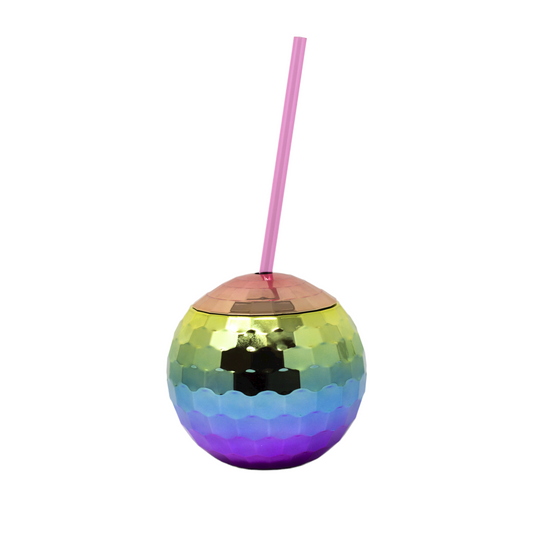 Bolaras Rainbow Disco Ball Cup with Name Tag