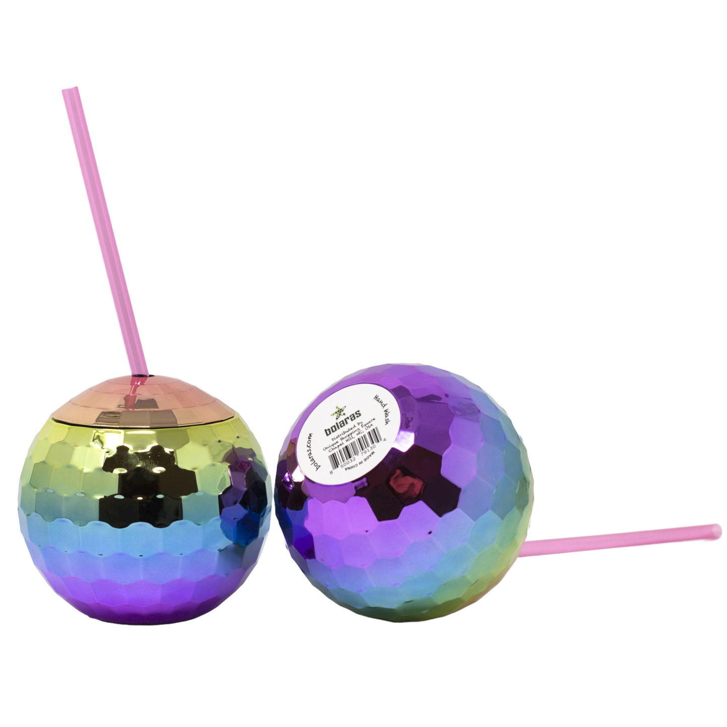 Bolaras Rainbow Disco Ball Cup with Name Tag