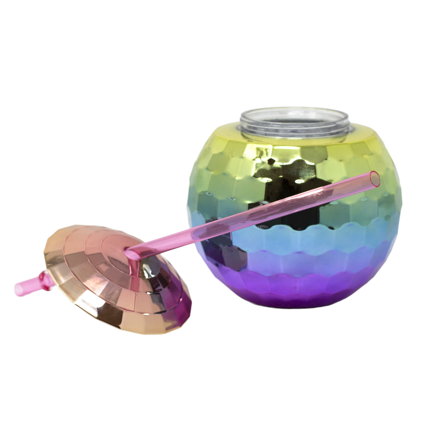 Bolaras Rainbow Disco Ball Cup with Name Tag
