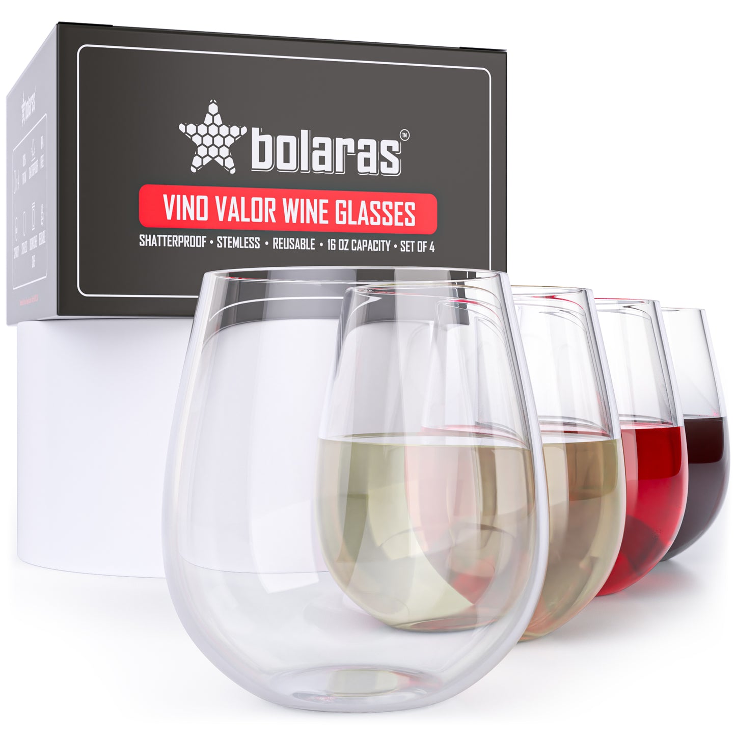Bolaras Vino Valor Wine Glasses (Set of 4)