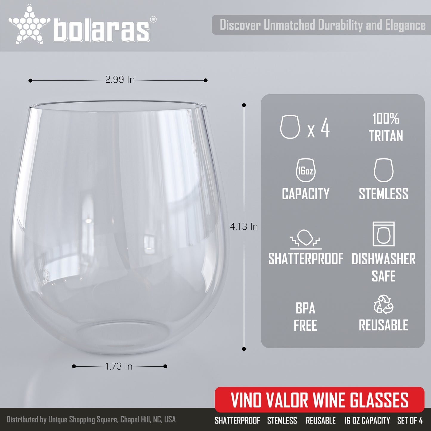 Bolaras Vino Valor Wine Glasses (Set of 4)