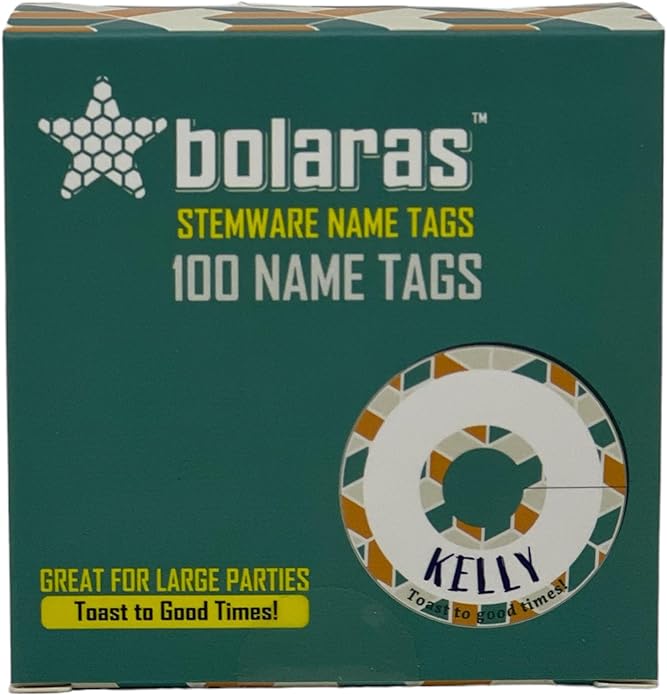 Bolaras Stemware Drink Name Tags for Wine Glasses - Toast to Good Times! -  (100 Tags)
