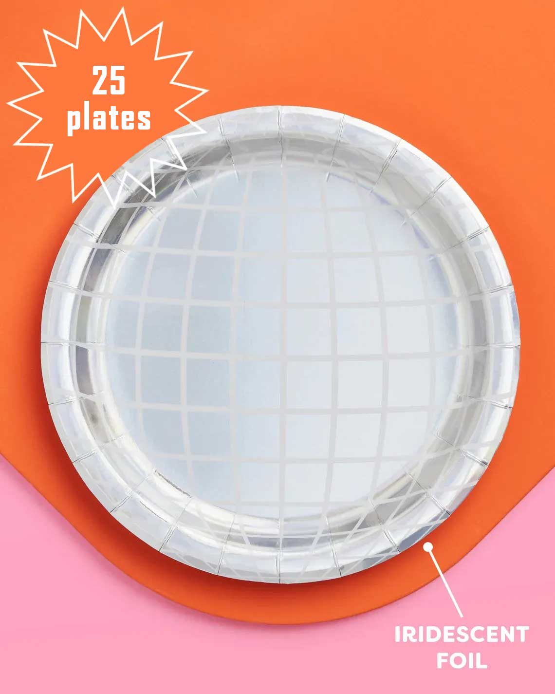 Bolaras Silver Disco Ball Paper Plates - 25 count - 9" diameter